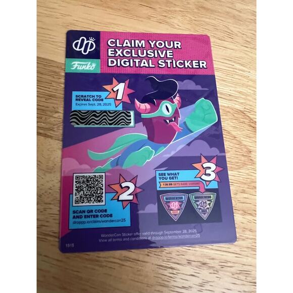 NEW UNSCRATCHED Funko Pop DP-Exclusive Digital Sticker-Wondercon-Convention Card - Picture 1 of 2